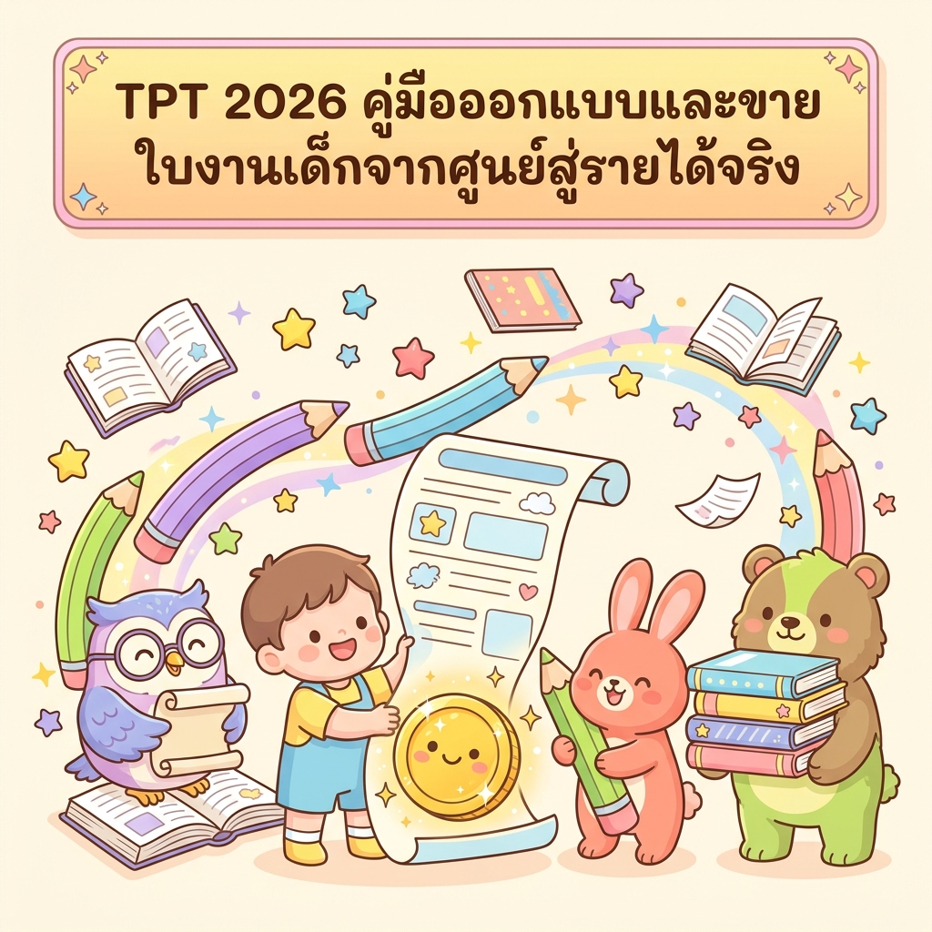 TPT 2026: คู่มือออกแบบและขายใบงานเด็กจากศูนย์สู่รายได้จริง