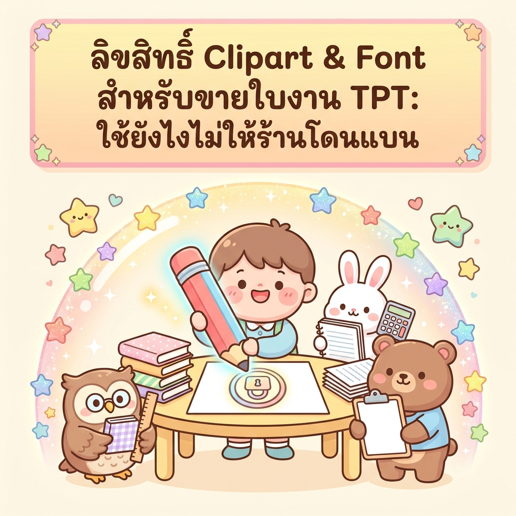 ลิขสิทธิ์ Clipart & Font สำหรับขายใบงาน TPT: ใช้ยังไงไม่ให้ร้านโดนแบน