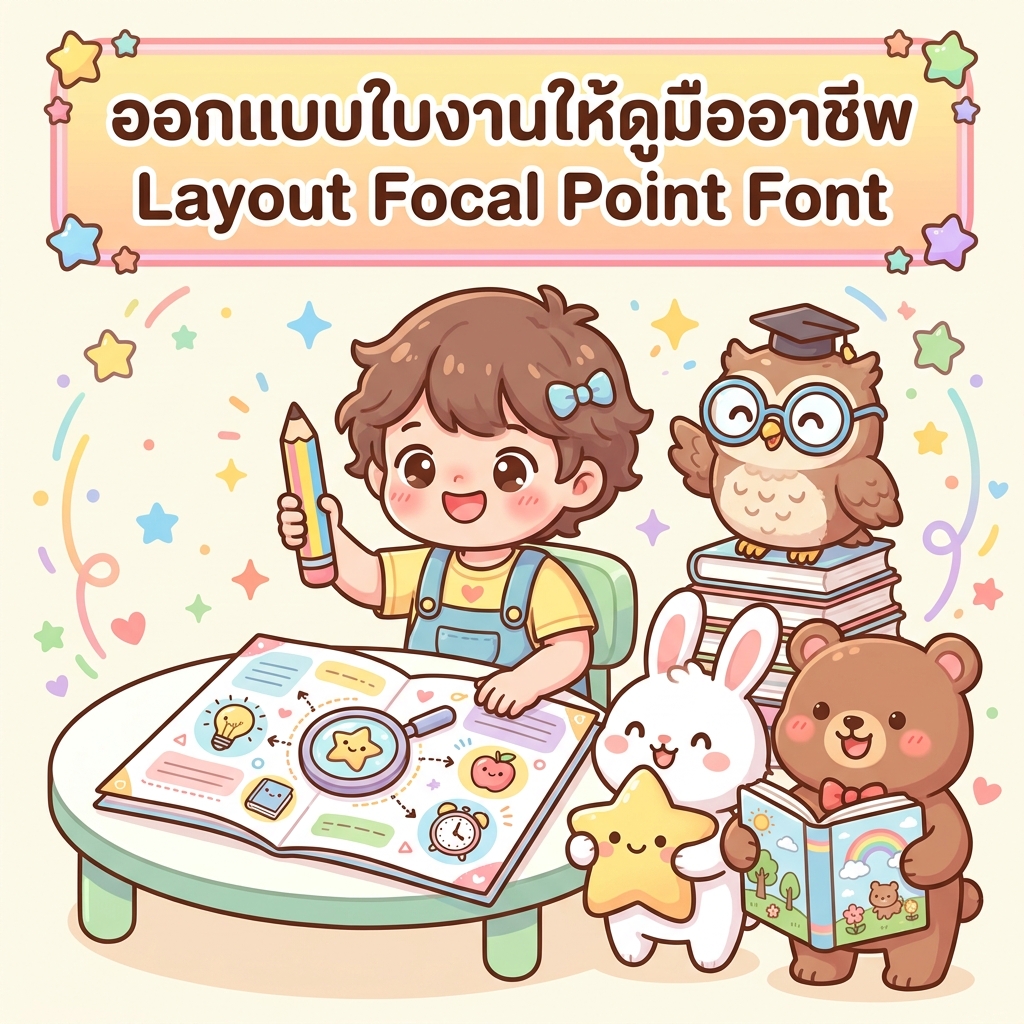 ออกแบบใบงานให้ดูมืออาชีพ — Layout, font, focal point